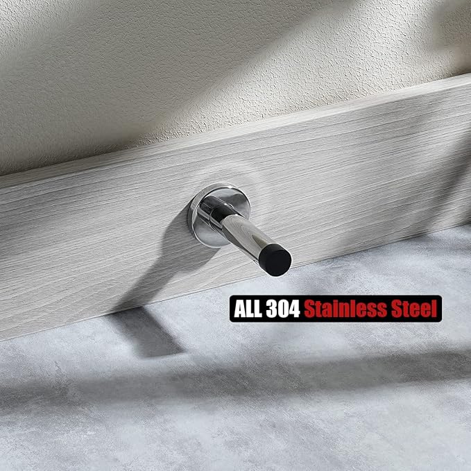 JQK Door Stopper Chrome, 304 Stainless Steel Thicken 1mm Sound Dampening Door - Image 4