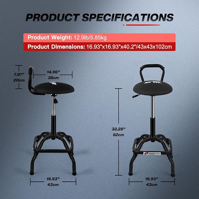 Garage Stool, Adjustable Height Swivel Work Mechanic Shop Stool - Image 9