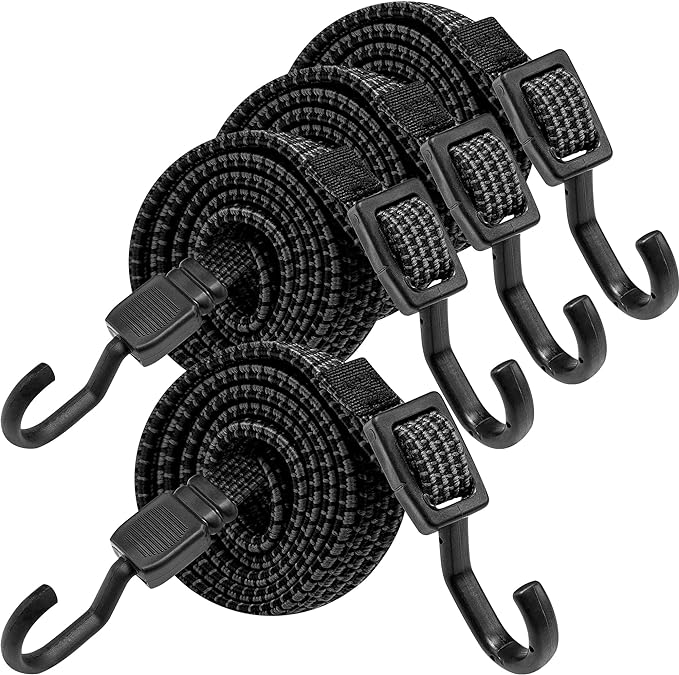 Bungee Cords with Hooks Heavy Duty, Flat Adjustable Bungee Cords with Hooks 40 by Rugtol