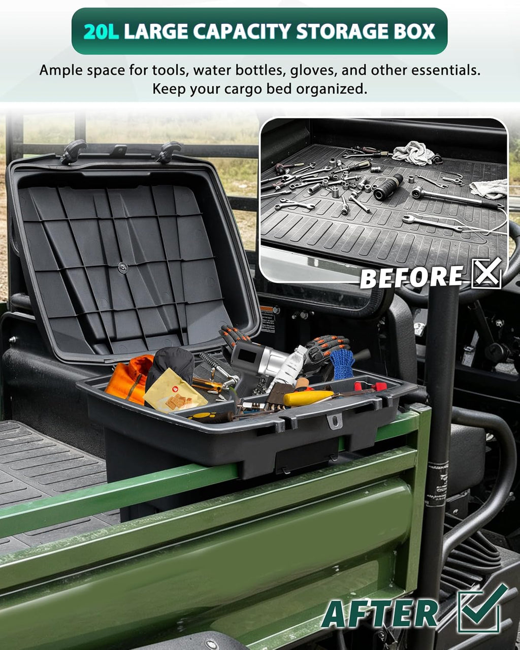 Cargo Storage Box for Kawasaki Mule 4010 2009-2026 / Mule SX 2017-2026 Accessories