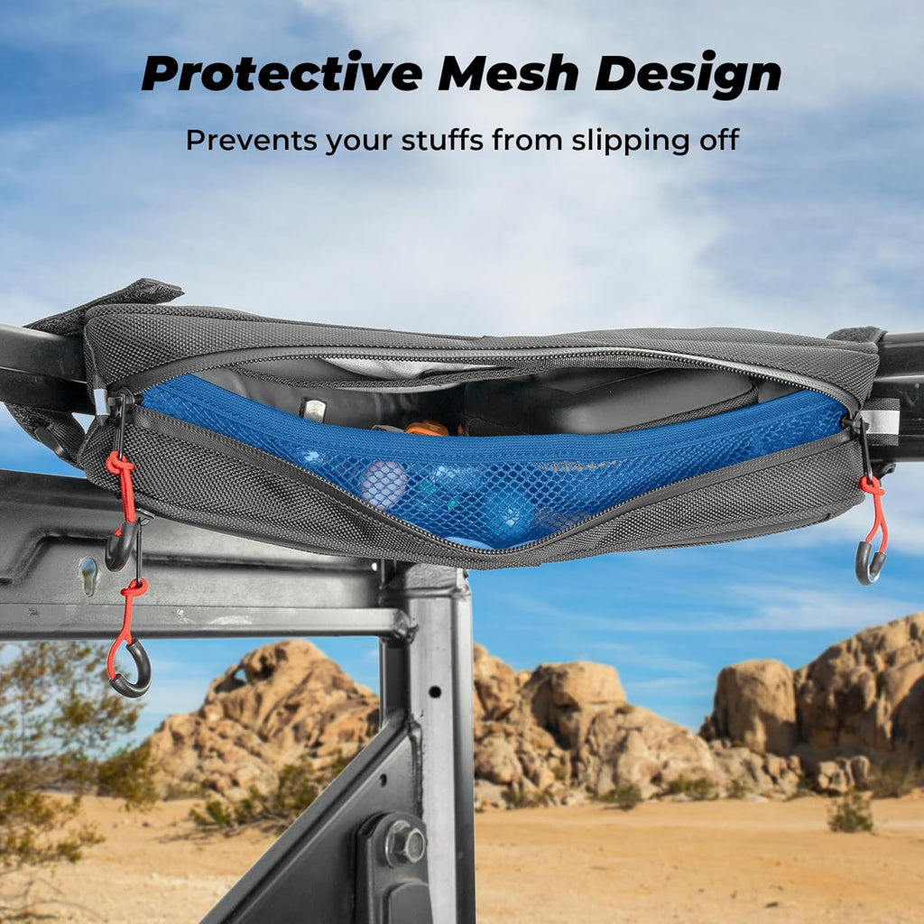 KEMIMOTO 2 Packs UTV Roll Bar Triangle Storage Bag | 1680D, Water Resistant, Universal Fit, Use as Roof/ Door/ Side Armrest Bag Compatible with Most UTV, Road and Mountain Bikes