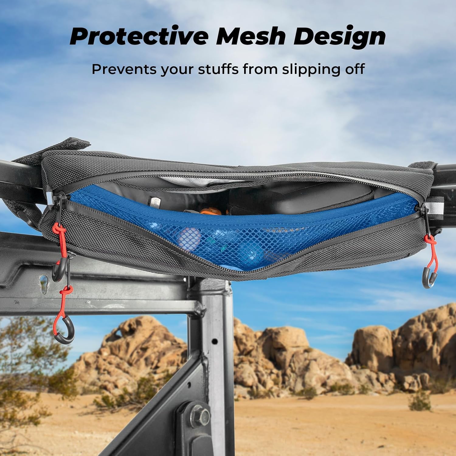 KEMIMOTO 2 Packs UTV Roll Bar Triangle Storage Bag | 1680D, Water Resistant, Universal Fit, Use as Roof/ Door/ Side Armrest Bag Compatible with Most UTV, Road and Mountain Bikes