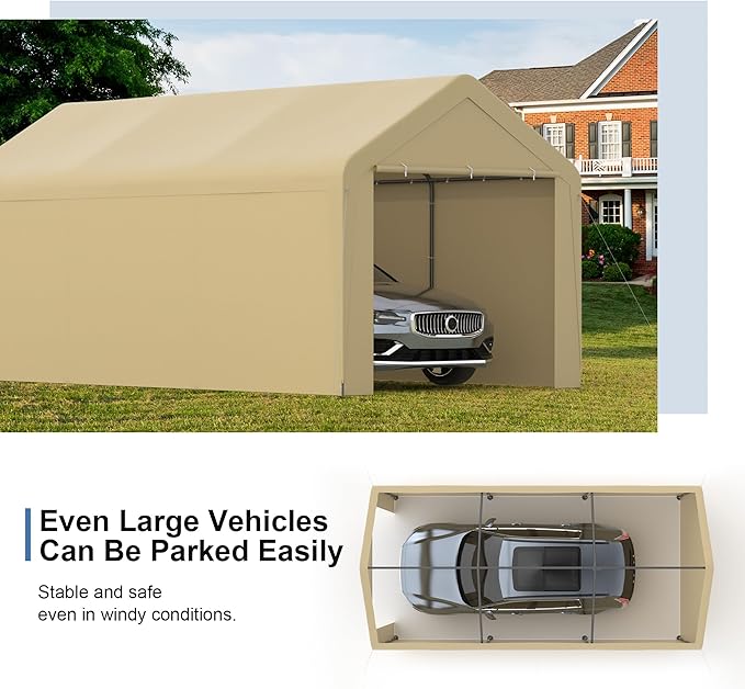 Carport, 10‘ x 20’ Heavy Duty Portable Garage All-Season Car Canopy w/Removable - Image 2