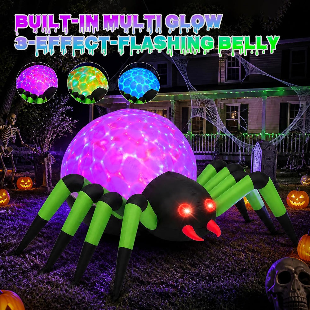 SUNNINO 10FT Giant Halloween Inflatable Spider with LED Lights