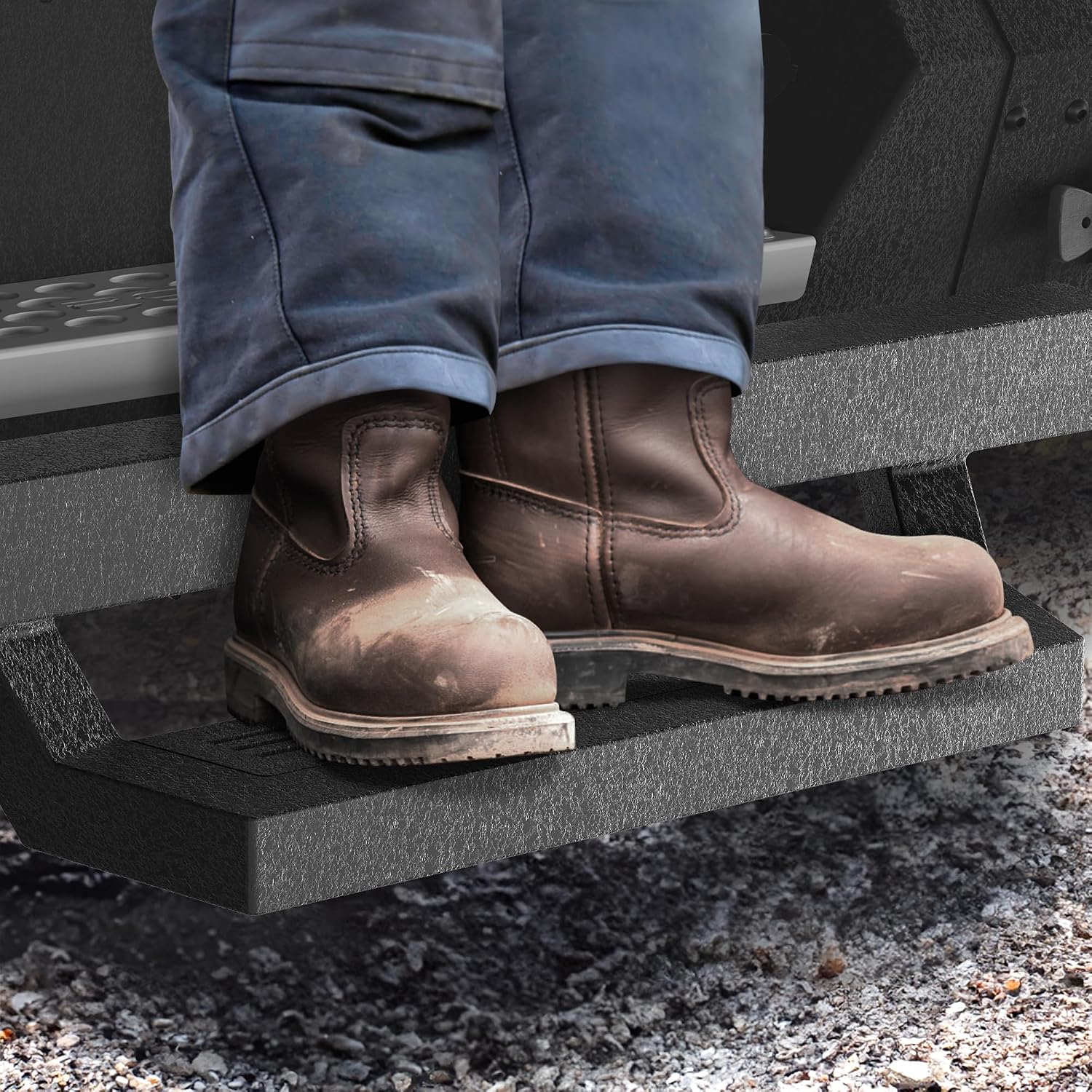 Hitch Step for 2" Trailer Hitch Receiver | Heavy Duty Steel Bumper Step, with Pin Lock, Textured Black Finish, Bumper Protector, 350 lb Capacity