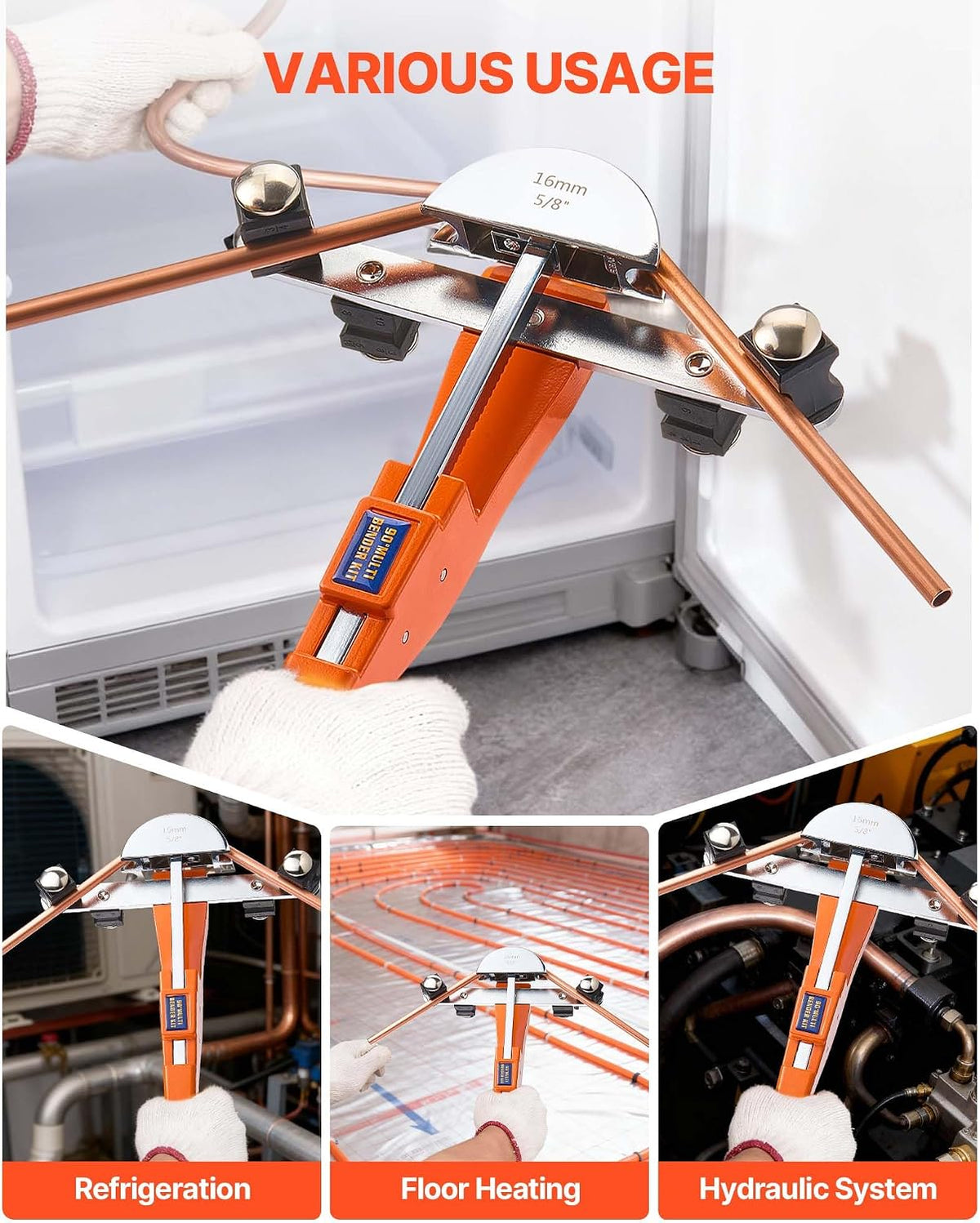 vevor tubing bender kit, 1/4 to 7/8 inch, package contents