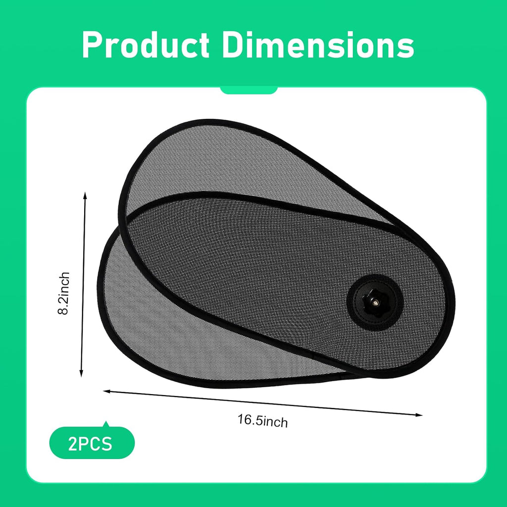 2 PCS Rotatable Car Side Window Sun Shades, Adjustable Extender Shade, Heat & Glare Protection Sun Visor with Suction Cup, Foldable Cover for Driver & Passenger Windows (Black)