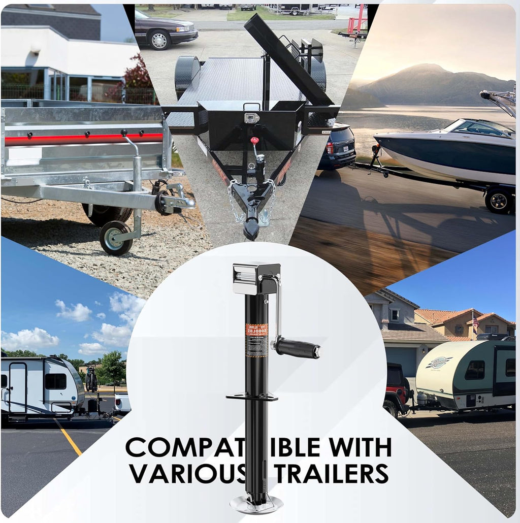 YOMILINK 5000 lbs A-Frame Trailer Jack, 15" Lift, Adjustable 5-Level Drop Leg, 5K Jack for RV Trailer Boat