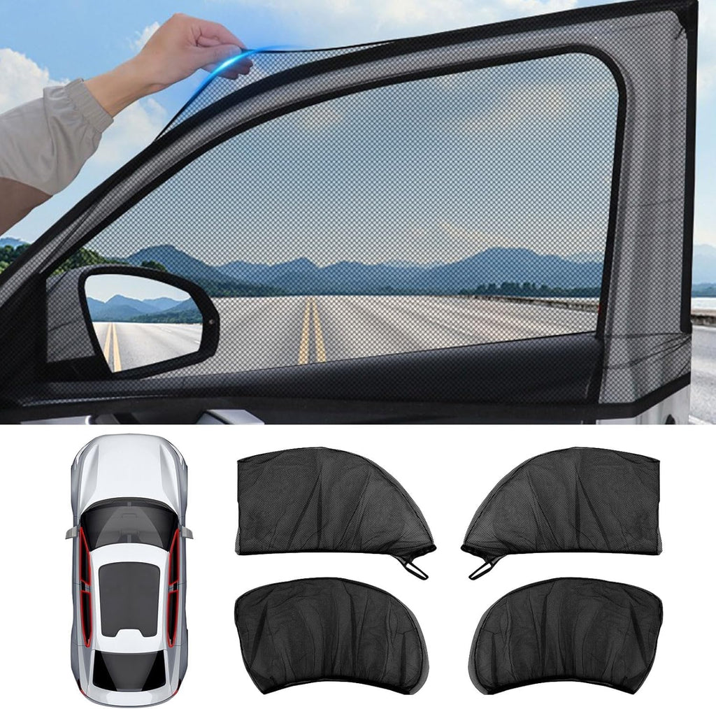 2/4pcs Car Front Window Screen Mesh, Suitable for Camping, Travel, UV-Protection, Breathable Mesh Car Window Sunshade for SUV Cars