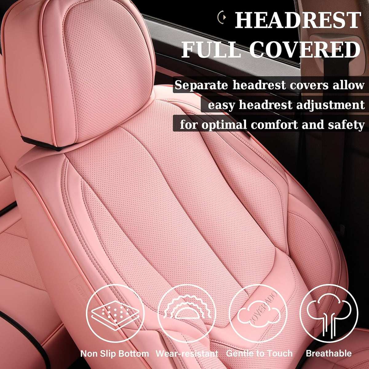 coverado seat covers, car seat covers front seats, close-up detail