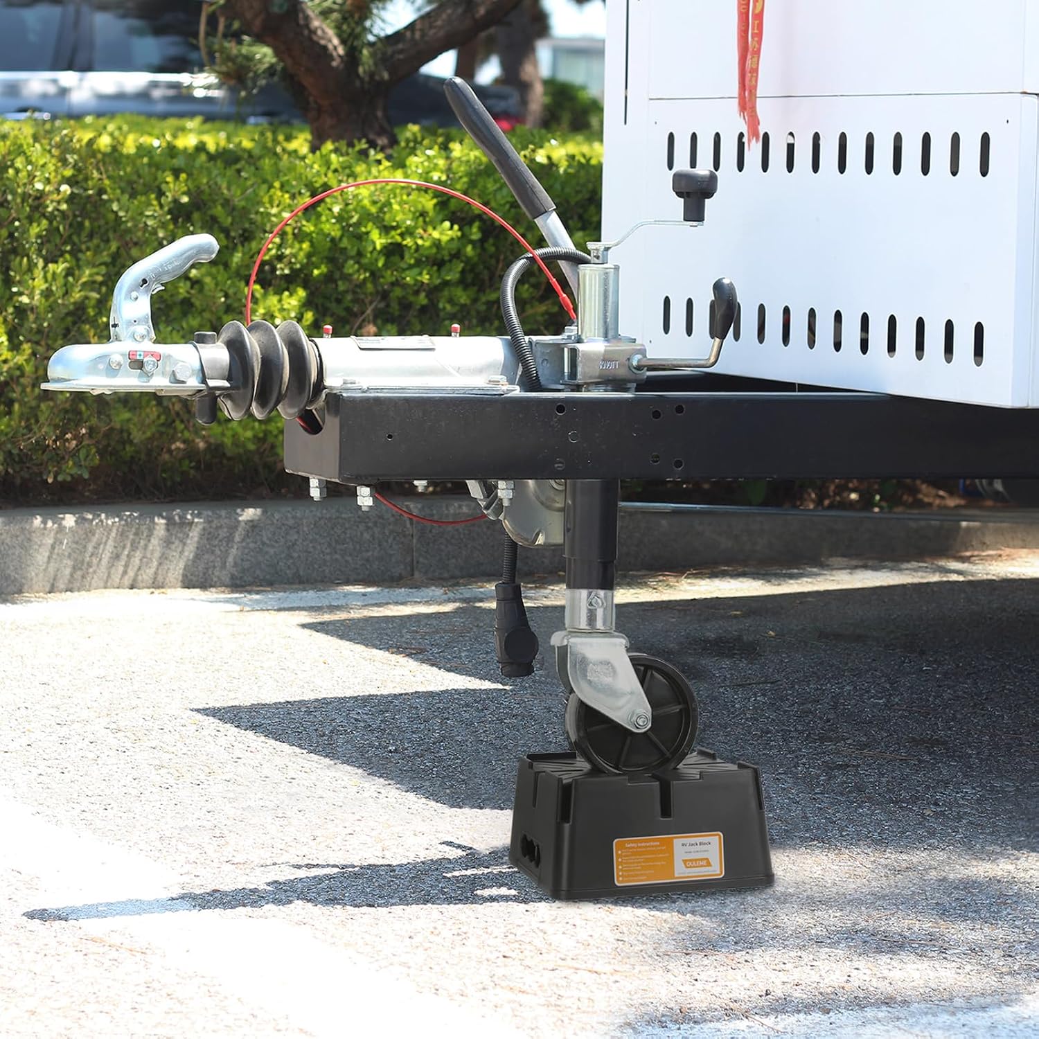 OULEME Trailer Jack Block, 15,000 lbs Leveling Block for RV Camper Travel Trailer 5th Wheel, Fits 8.5” Pad, Tongue Stand/Round Square Scissor Stabilizer Jack and Wheels, 1 Pack
