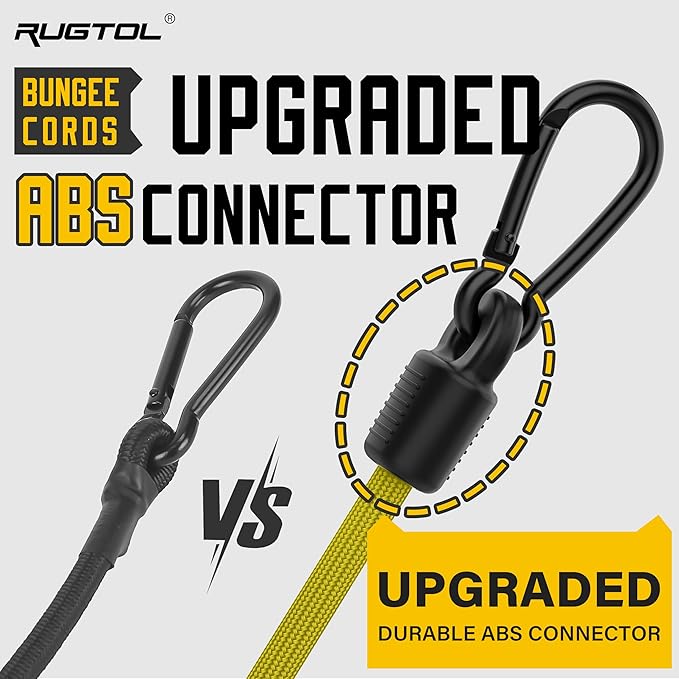 Bungee Cords with Hooks, 36 Inch Adjustable Yellow Bungee Cords with Carabiner - Image 4
