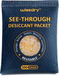 wisedry 2 x 500 Gram See-Through Silica Gel Packets, Color-Indicating Desiccant by wisedry