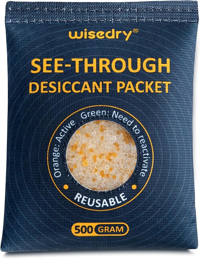 wisedry 2 x 500 Gram See-Through Silica Gel Packets, Color-Indicating Desiccant by wisedry