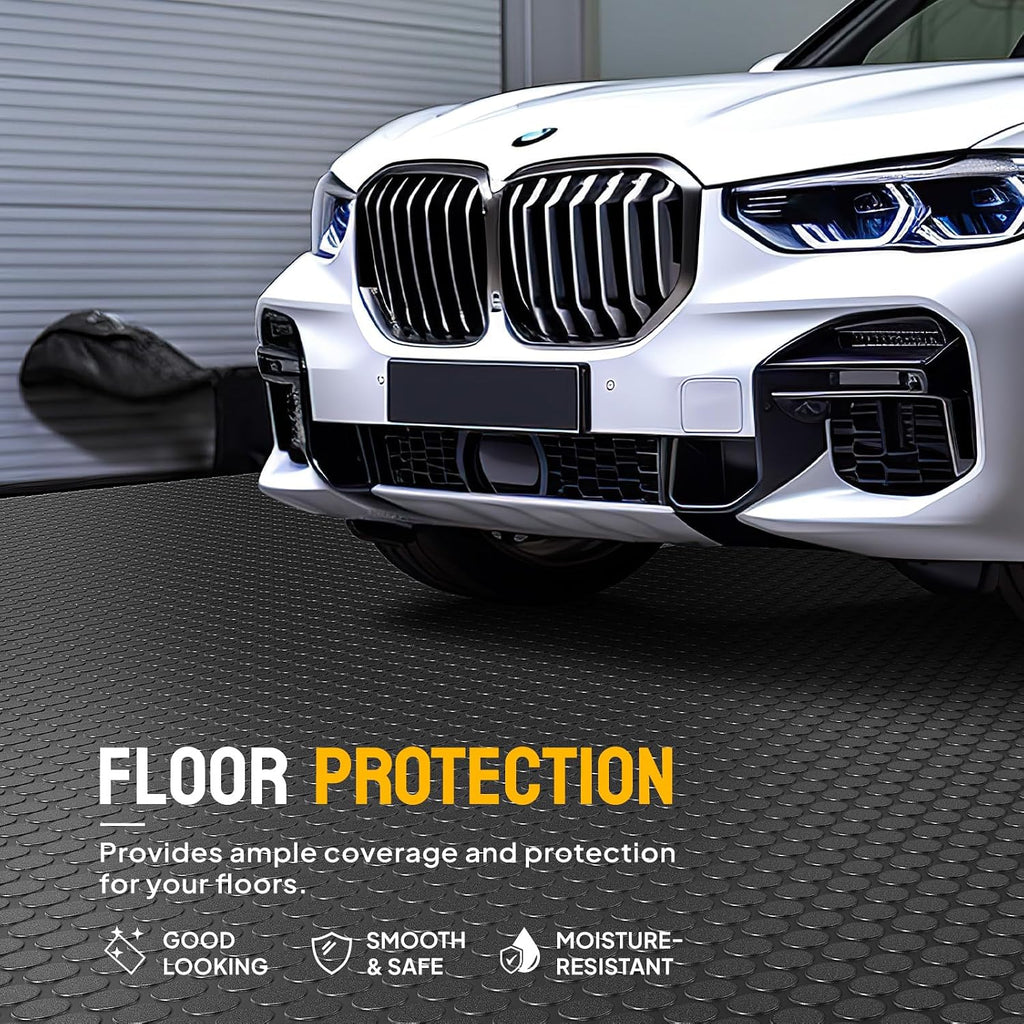 tuffiom 7.5 x 17 ft garage floor mat shown in use