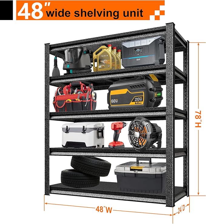 Garage Storage Shelves Heavy Duty, 48”W Garage Shelving and Storage Rack - Image 2