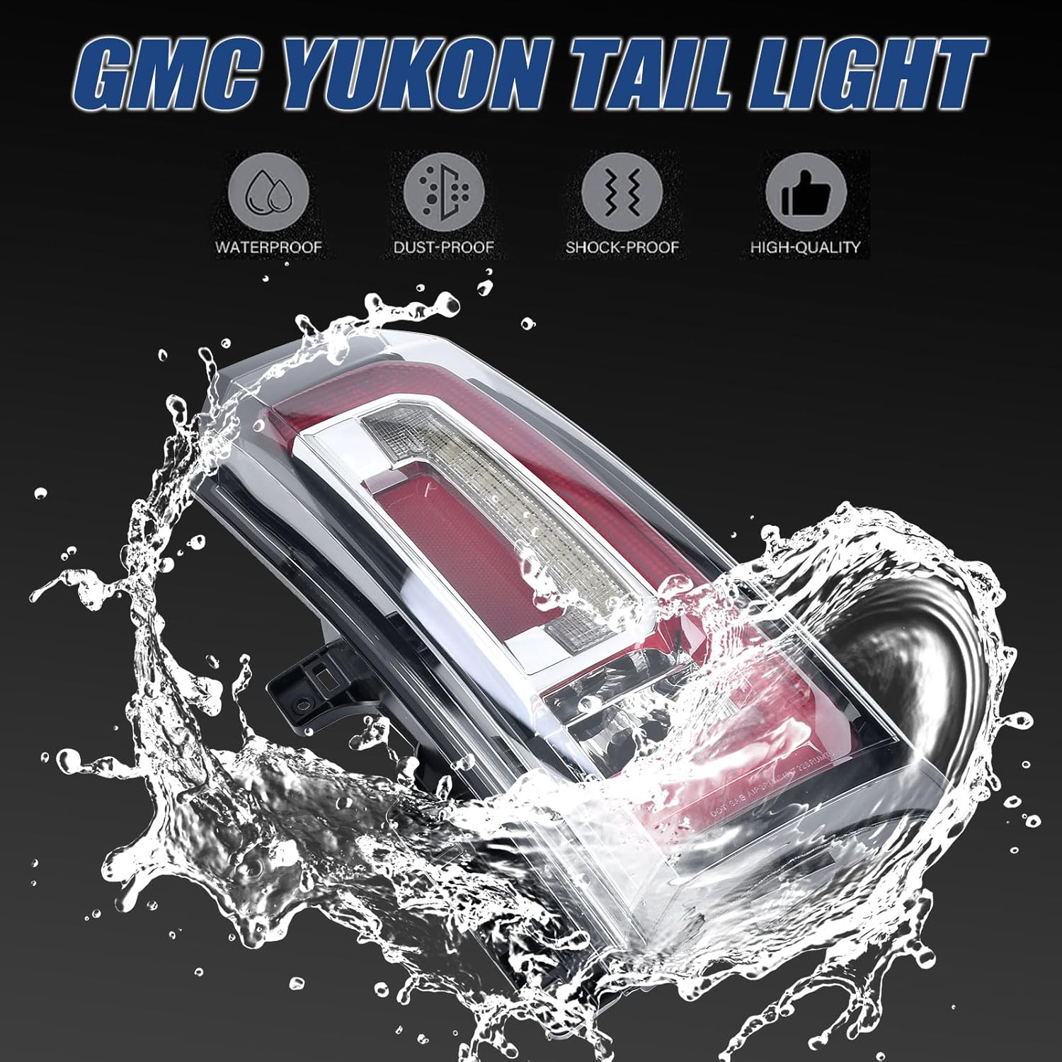 Tail Lights Assembly Compatible with GMC Yukon XL 2015 2016 2017 2018 2019 2020 LED Right Passenger Side Taillight Brake Turn Signal Assembly With Bulb Replaces 23380460 84536243 GM2801268
