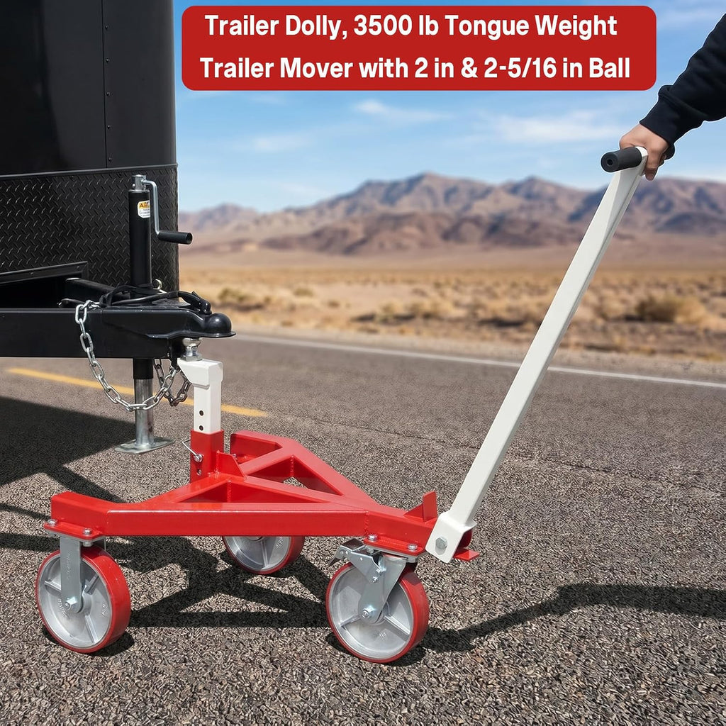 3500 LBS Trailer Dolly, Angle Adjustable Trailer Mover with 2 Inch Hitch Ball, Heavy Duty Trailer Tongue Jack for RV, Boat, Motorcycle, Jet Ski and Small Trailer