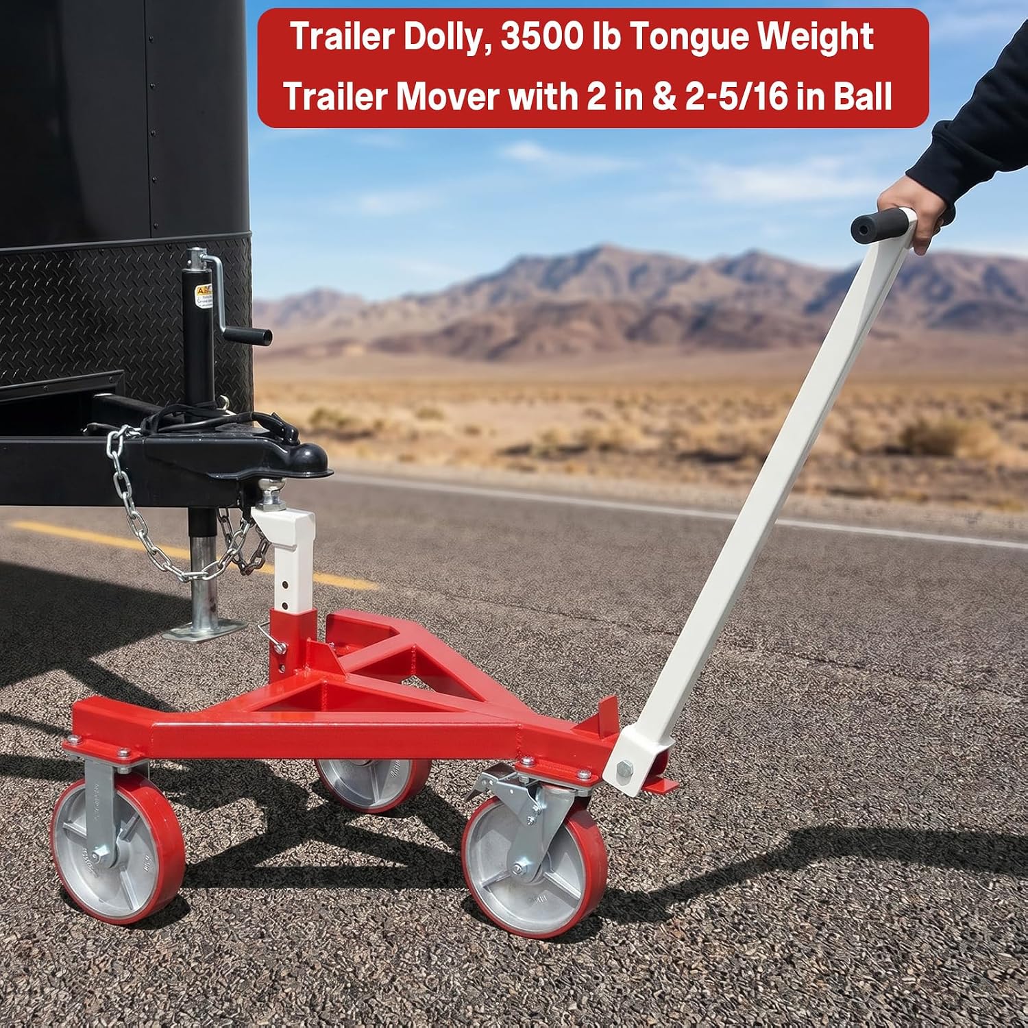 3500 LBS Trailer Dolly, Angle Adjustable Trailer Mover with 2 Inch Hitch Ball, Heavy Duty Trailer Tongue Jack for RV, Boat, Motorcycle, Jet Ski and Small Trailer