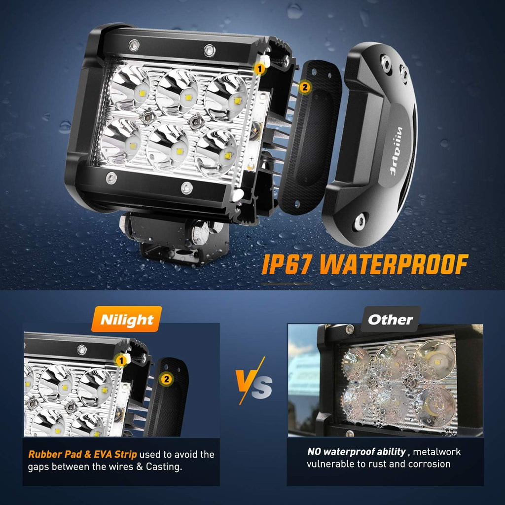 nilight - ni 06a-18w led light bar 8pcs, side view