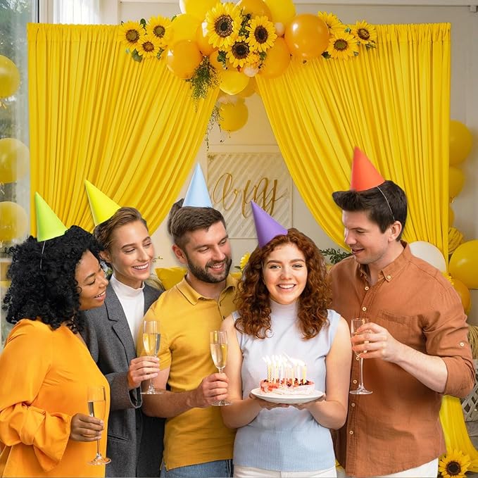 10 x 10 Feet Yellow Backdrop Curtain for Partie, Background Curtains for Phot...