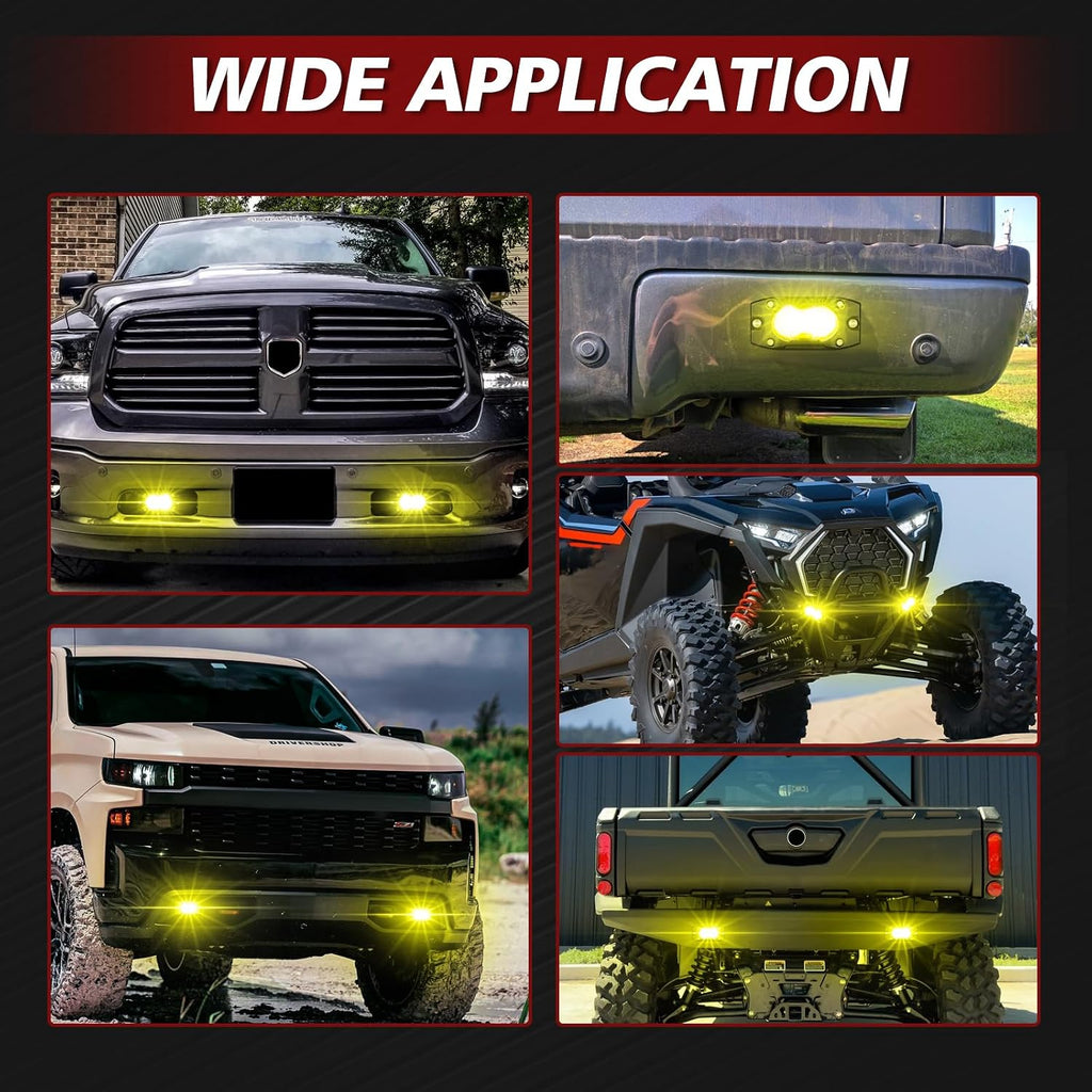 yellow led pods flush mount off road lights, package contents