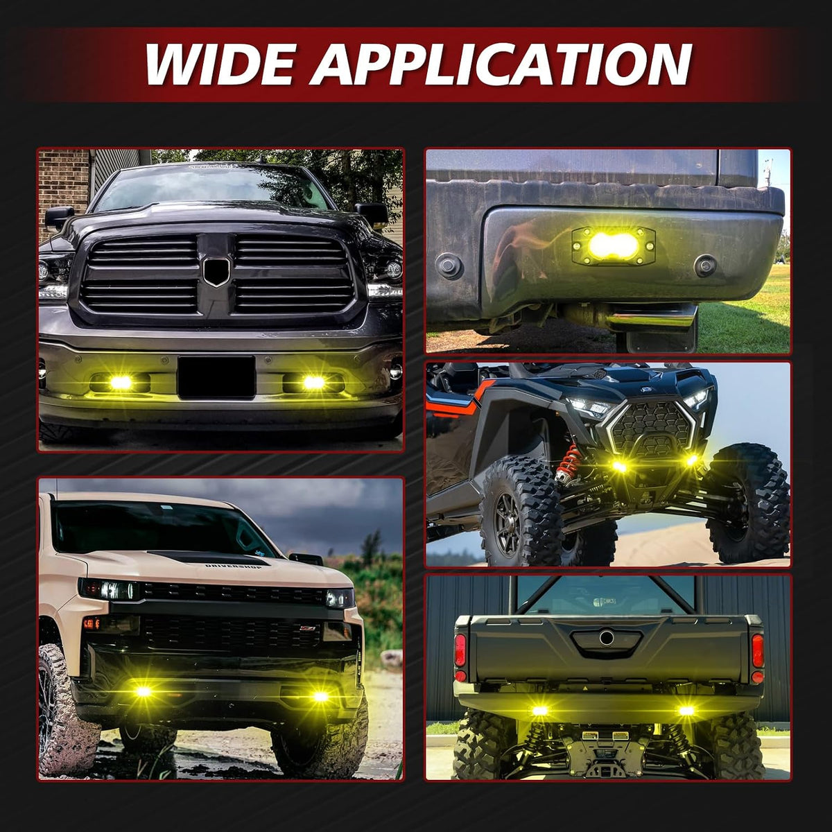 yellow led pods flush mount off road lights, package contents