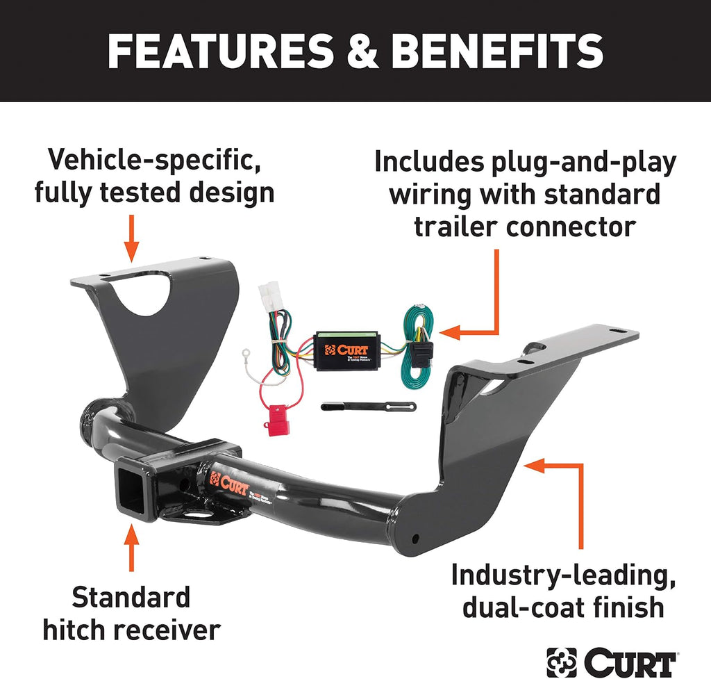 CURT 99308 Class 3 Trailer Hitch, 2-Inch Receiver, 4-Pin Wiring Harness, Select Subaru Outback