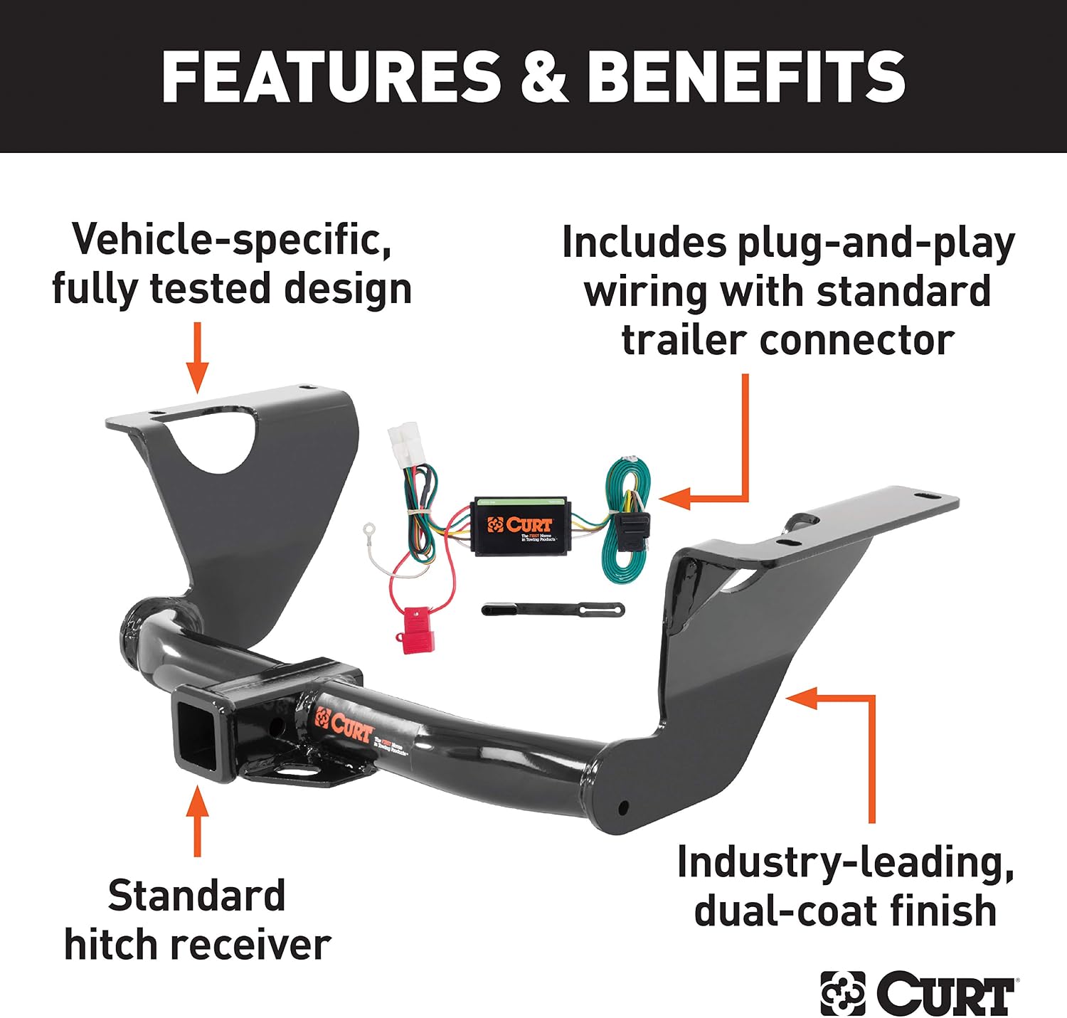CURT 99308 Class 3 Trailer Hitch, 2-Inch Receiver, 4-Pin Wiring Harness, Select Subaru Outback