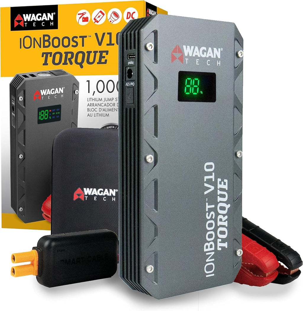 Wagan EL7507 Jump Starter iOnBoost V10 Torque 1000Amp Peak 12V Portable Lithium