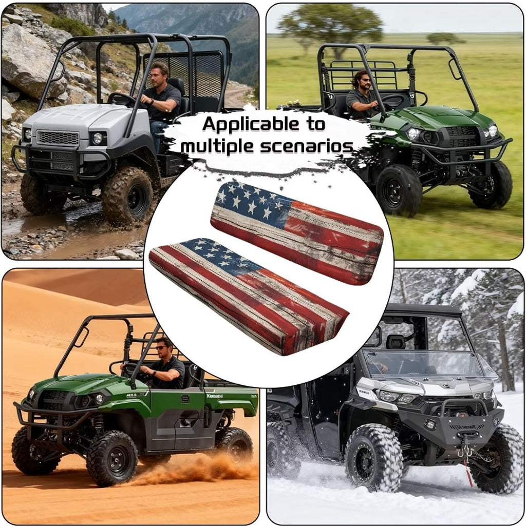American Flag UTV Bench Seat Covers Heavy Duty Polyester Easy Clean UTV Seat Cover Set for Kawasaki Mule 3010 3020 4010 4x4 FE 2021-2025, for 2 Passengers