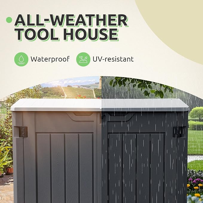 GOOBED Horizontal Shed with Padlock Latch, Outdoor Storage Shed - Image 5
