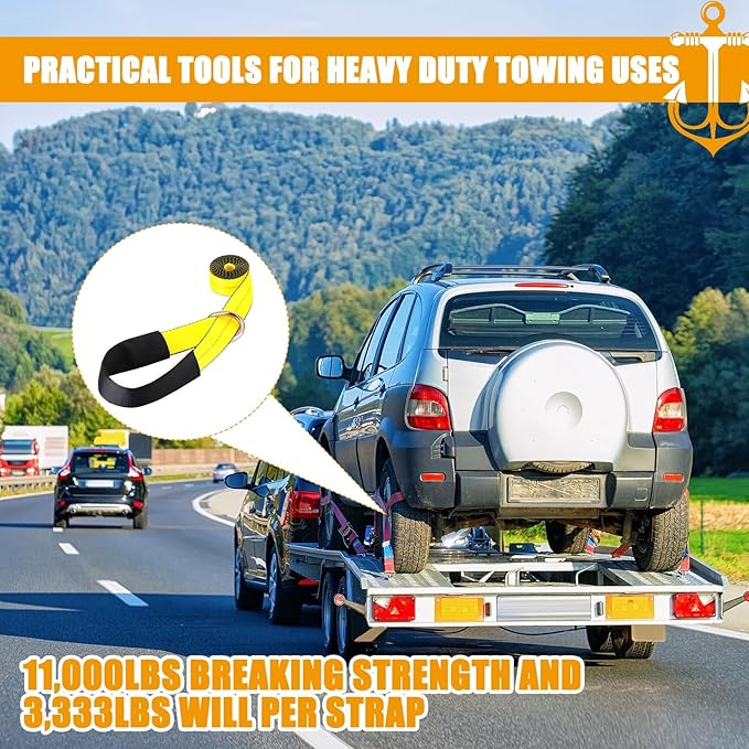 8Pack 2" X 10 ft Tow Truck Straps Lasso Wheel Lift Straps Lasso Tow Strap - Image 3