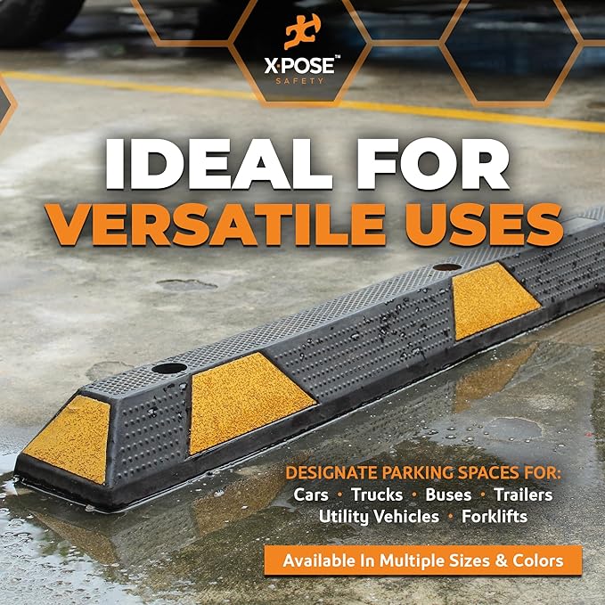 Xpose Safety 48" Heavy Duty Rubber Parking Stopper – 10 Pack Wheel Blocks - Image 6