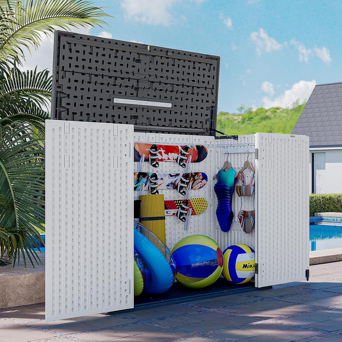 aoxun horizontal storage sheds 41 cu.ft, outdoor storage, main product view