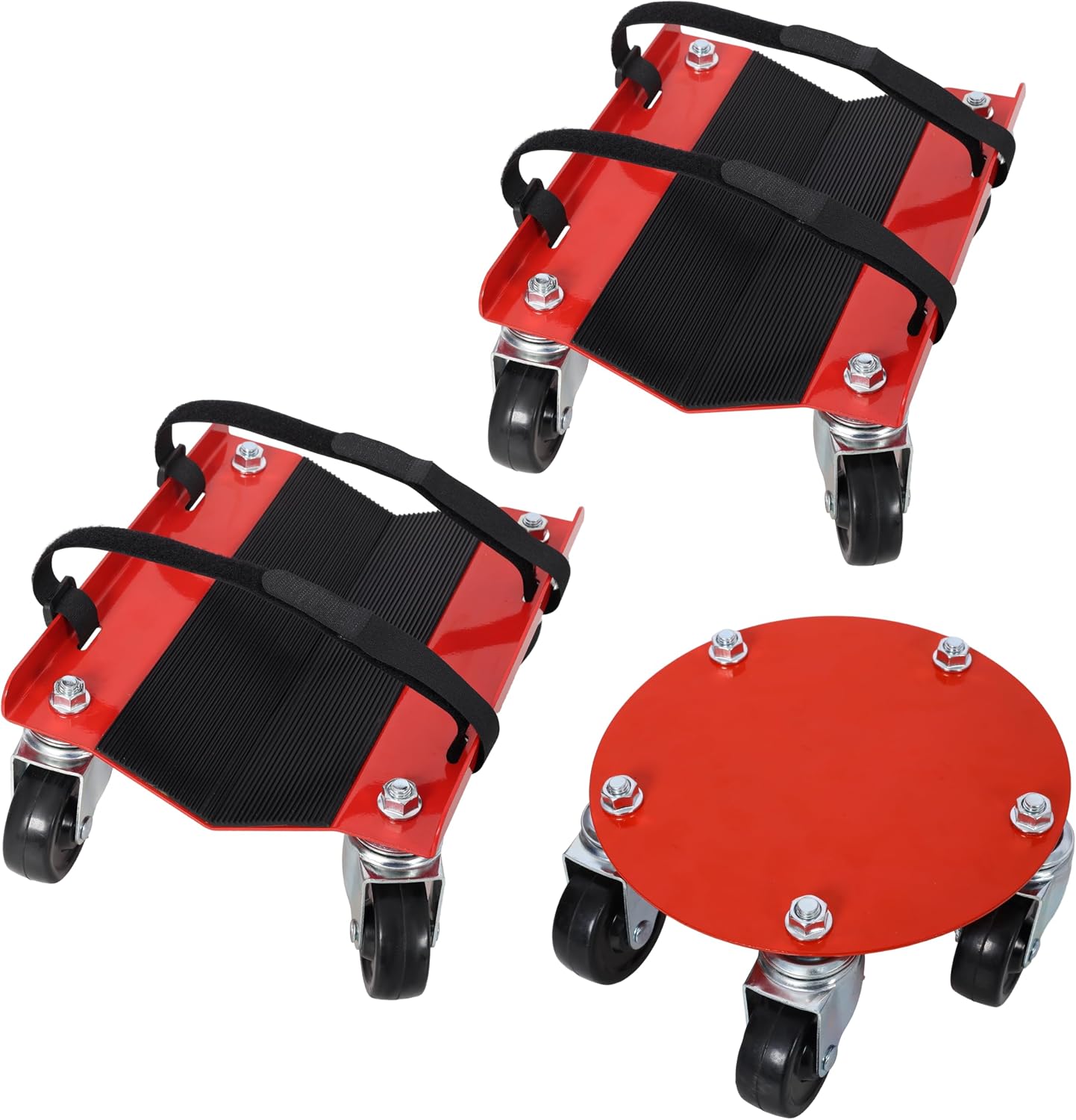 Snowmobile Dolly Heavy Duty V-Slide with 2.5" Swivel Casters & Rubber Pads, 1500lbs Capacity, Red