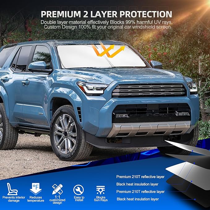 Windshield Sun Shade for Toyo-ta 4runner 2010-2025 4-Runner Foldable Sunshade - Image 3