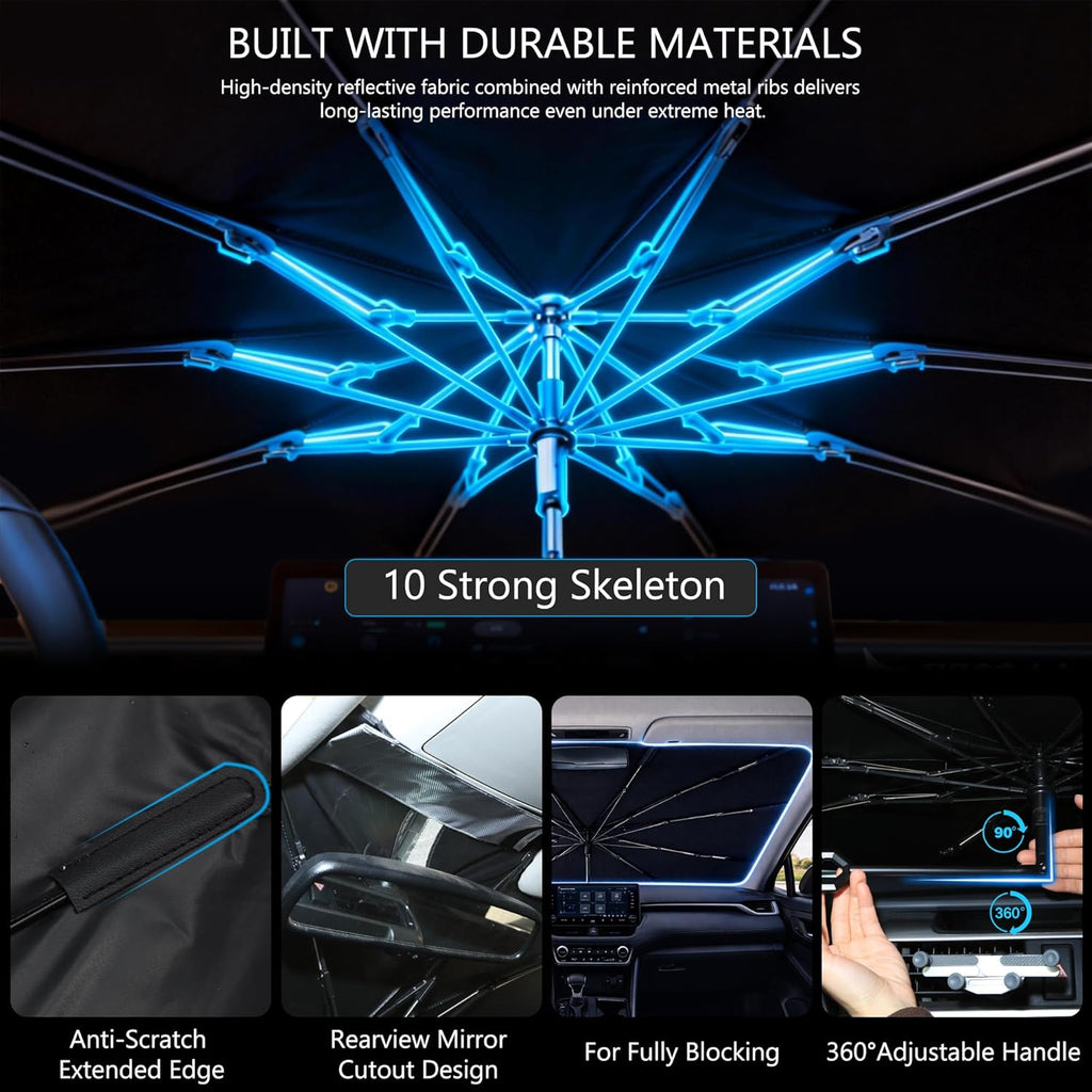 Car Windshield Sun Shade Umbrella - Custom-Fit for Chevrolet Silverado 1500&GMC Sierra 1500 2500 3500 2019-2026 Umbrella Sunshade,UV Protection & Heat Reflective,Keep Interior Cooler