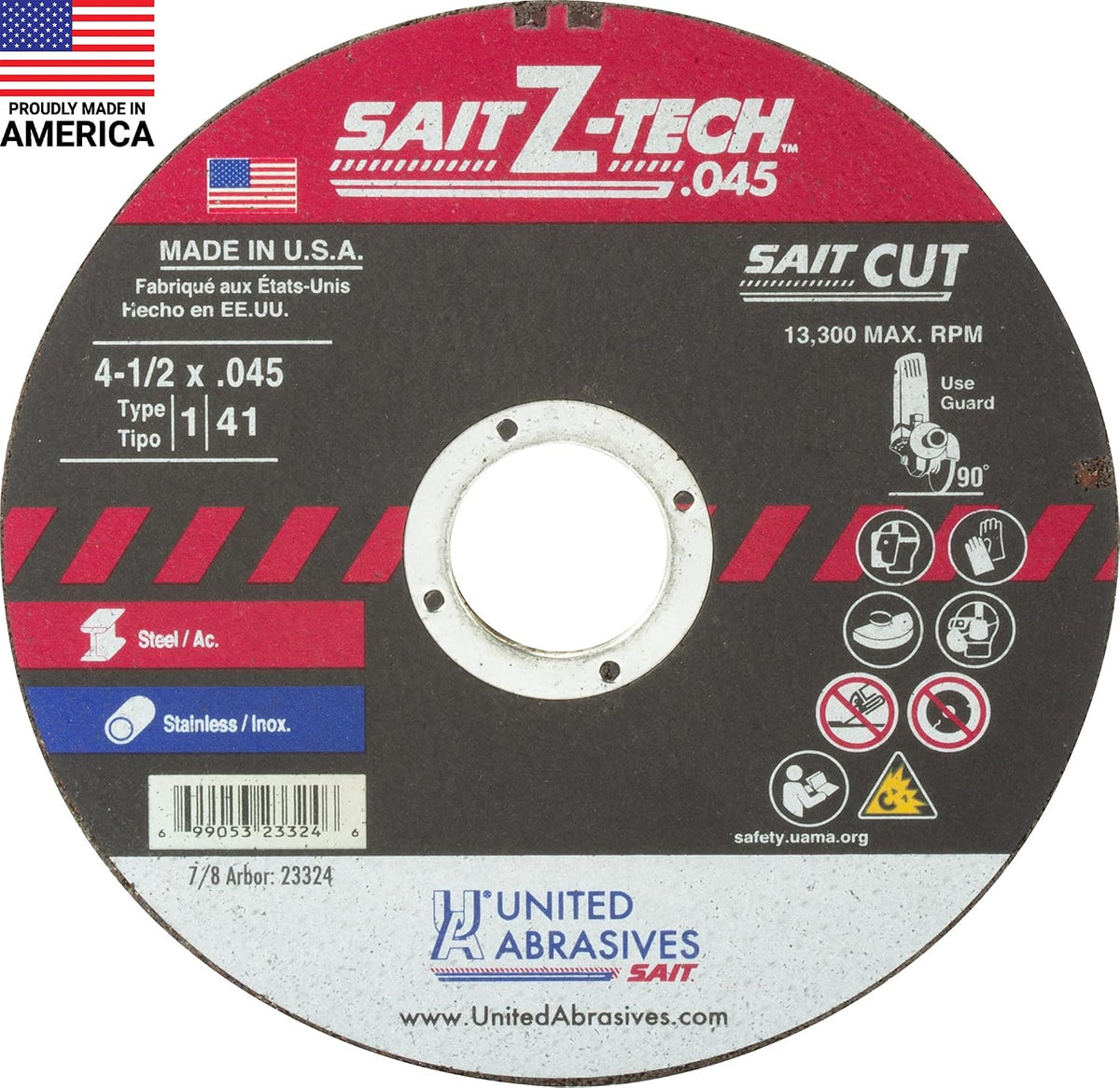 united abrasives-sait 23324 type 1 4-1/2-inch x .045-inch, main product view
