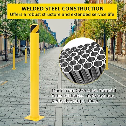 Safety Bollard 4 Packs, 42 Inch Height Steel Bollard Post - Image 6
