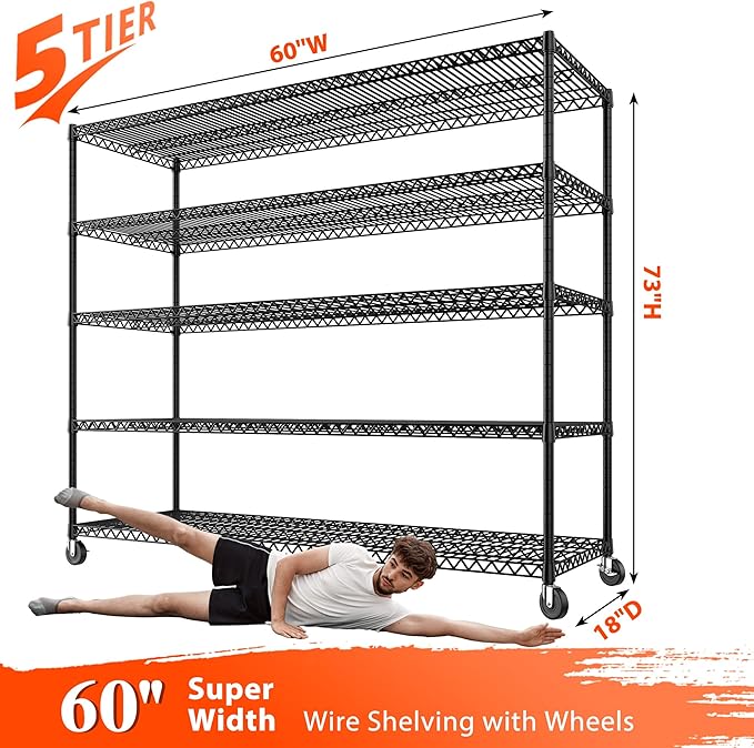 REIBII Storage Shelves 3200 LBS Capacity Wire Shelving - Image 3