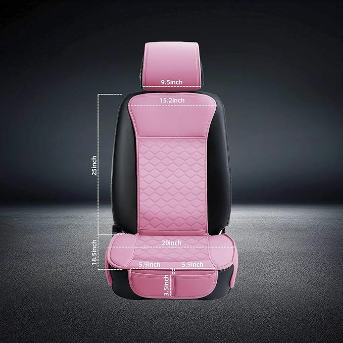 Elantrip 2 PCS Front Car Seat Covers Pink Leather Auto - Image 6