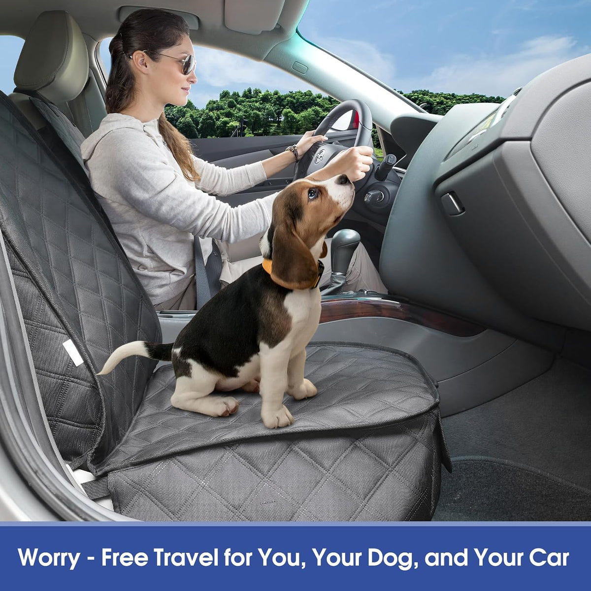 allansing front seat cover for dogs with side, side view