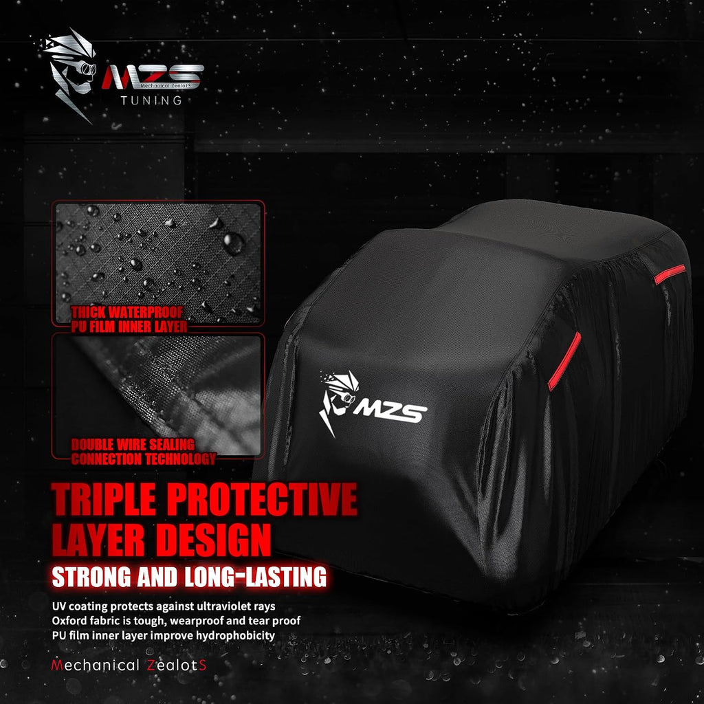 MZS ATV Cover Waterproof Outdoor, 76" 4 Wheeler Cover Storage, Quad Covers Protection Accessories Compatible with TRX400EX TRX250TM TRX250X 400X Wolverine Raptor Bayou Bruin YFZ450 DS250 KVF300 ATC