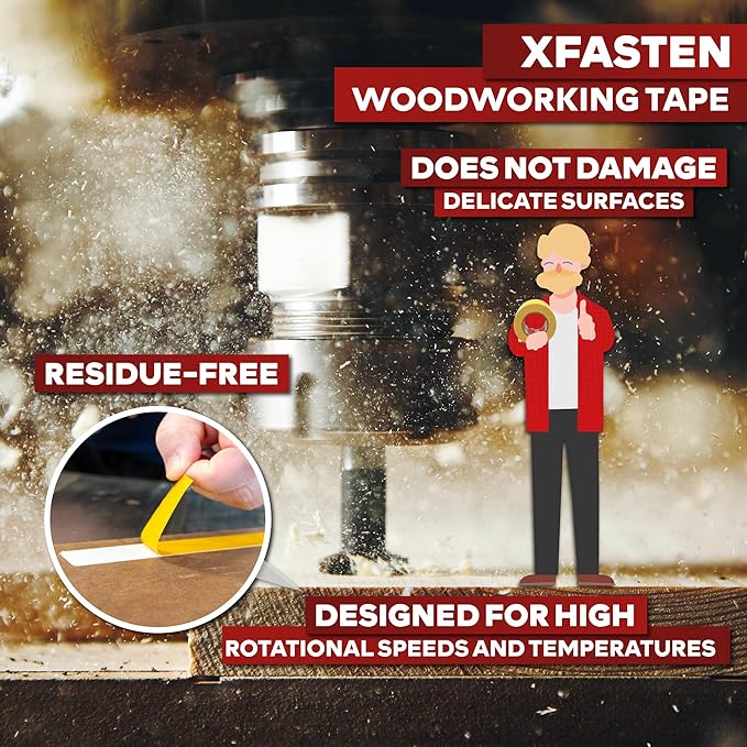 XFasten Double Sided Woodworking Tape 4 Inches x 90 Feet, Residue-Free and - Image 2
