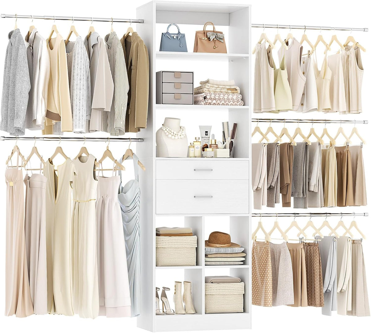 besiost closet system, 4-8 ft closet organizer tower, main product view