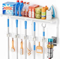 broom holder wall mount with cleaning supplies organizer, main product view
