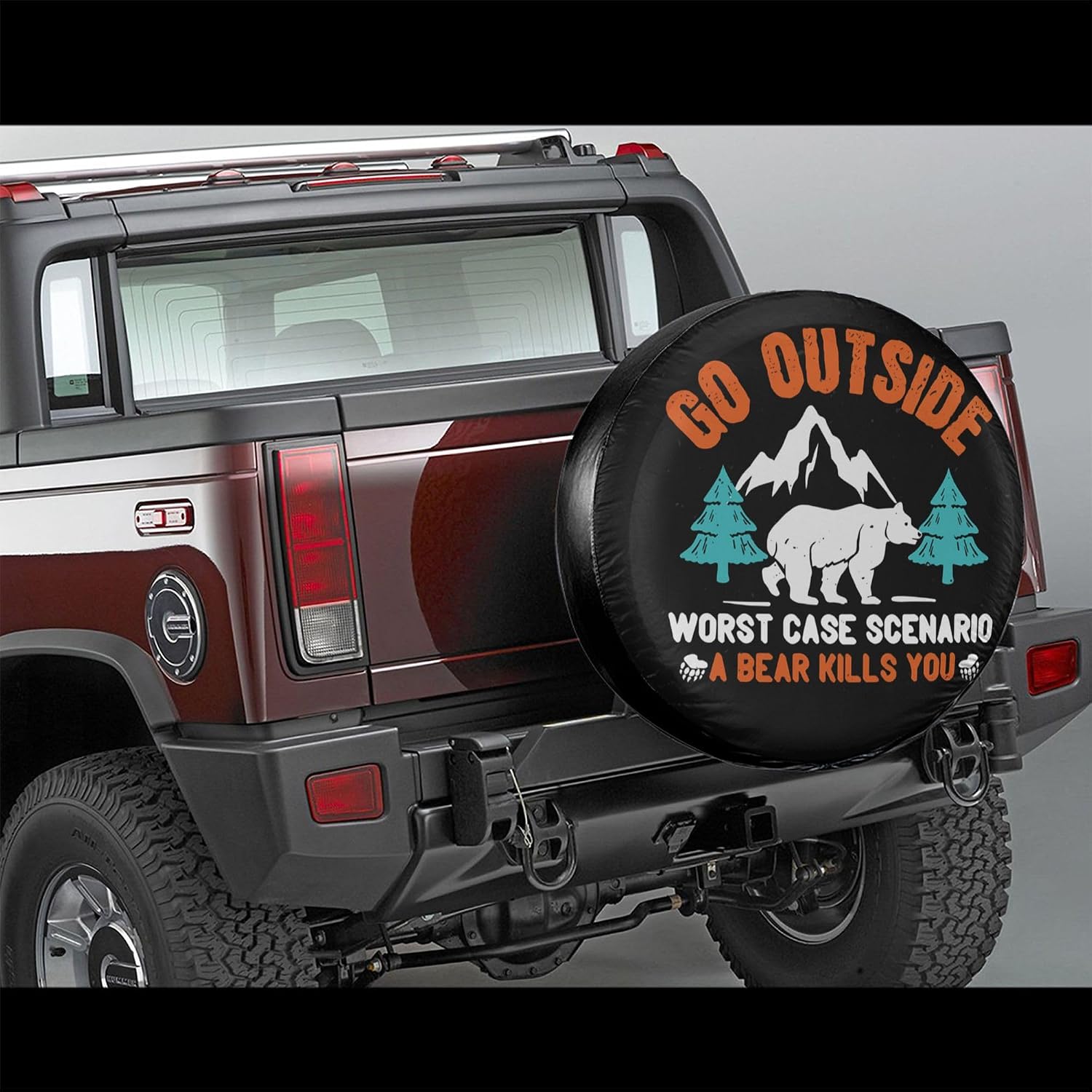 Go Outside Worst Case Scenario a Bear Kills You Rv Spare Tire Cover, Spare Tire Cover for RV Trailer, Camper Wheel Protectors Trailer Rv SUV Truck Travel Trailers 15 inch