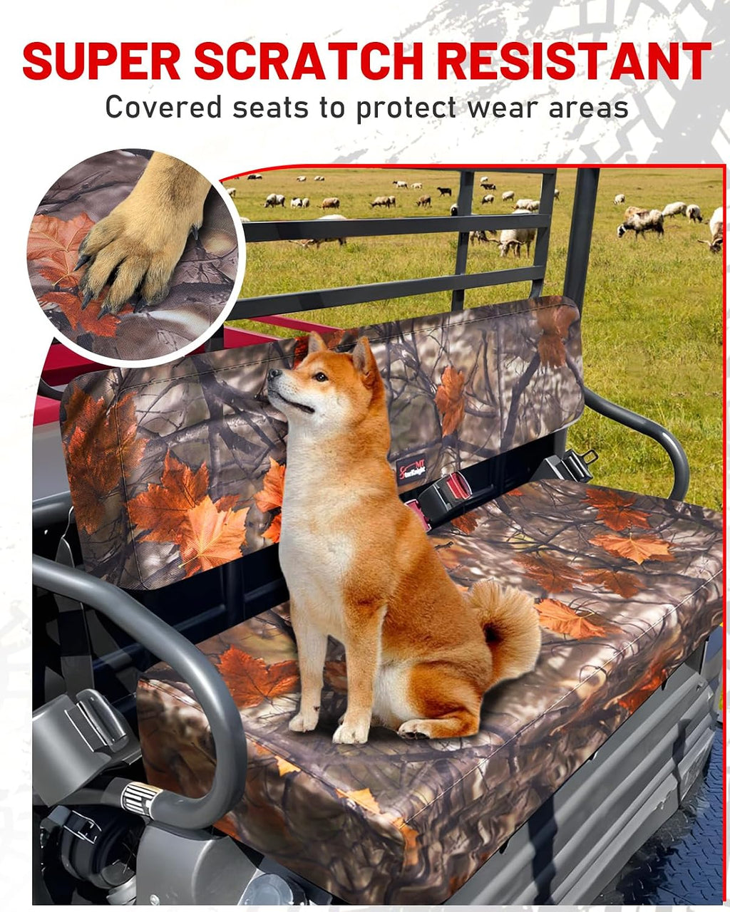 StarknightMT UTV Mule Bench Seat Covers Compatible with Mule 4010 4000 3000 3010 2001 2023 2025, Waterproof 1680D Oxford Fabric, Maple Camouflage
