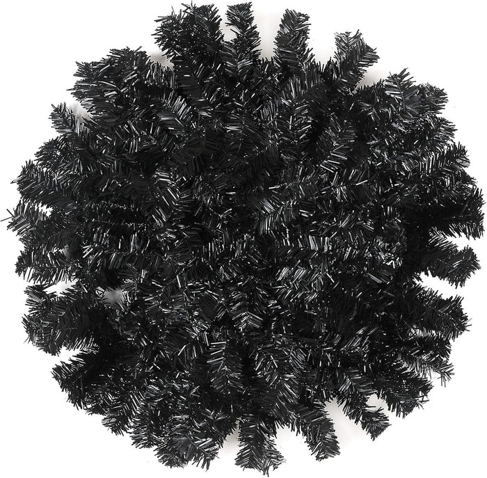 2 Pack 9 FT Black Colorado Spruce Artificial Christmas Halloween Garland Decoration Artificial Garland for Table Mantle Wall Door Outdoor Indoor Decor (10" x 9', Black)